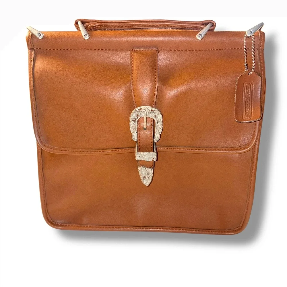 Vintage‎ Gold Coast Leather Shoulder Bag Brown Western Buckle & Handle Crossbody